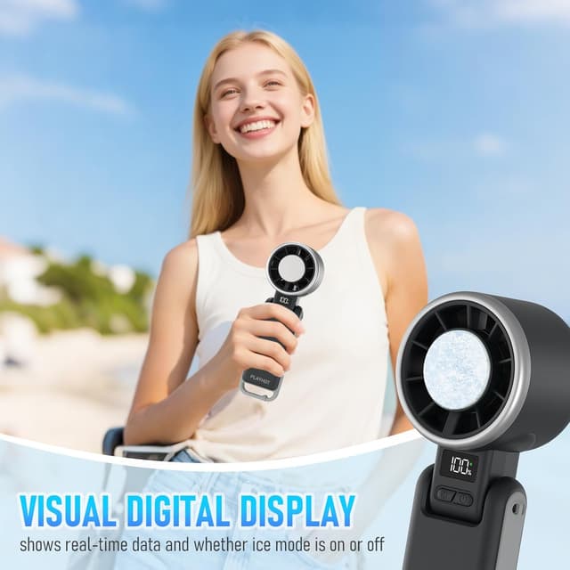 Thumbnail 6 de PlayHot Portable Handheld Turbo Fan with Ice Cooling (Rechargeable, Black) — Up to 12H Cooling, 5 Speeds