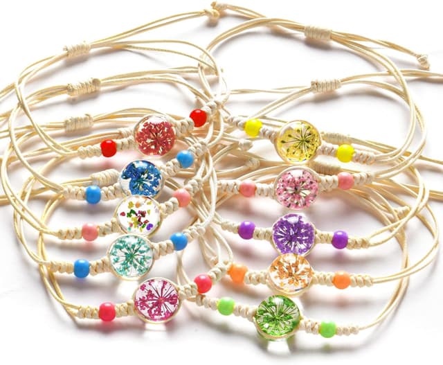 Detalle de Bracelet Aucuu « Périphérique Danimation » Genshin Impact, fleurs en sphère de verre et cordon ajustable (avec 6 remplacements)