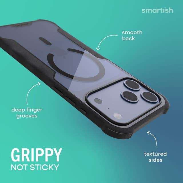 Detalle 2 de Smartish iPhone 17 Pro Max MagSafe Case (Gripzilla) – Rugged, heavy-duty magnetic protection, Clearly Black