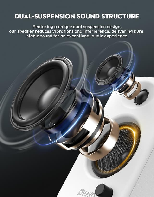 Detalle de OHAYO 60W active bookshelf speakers