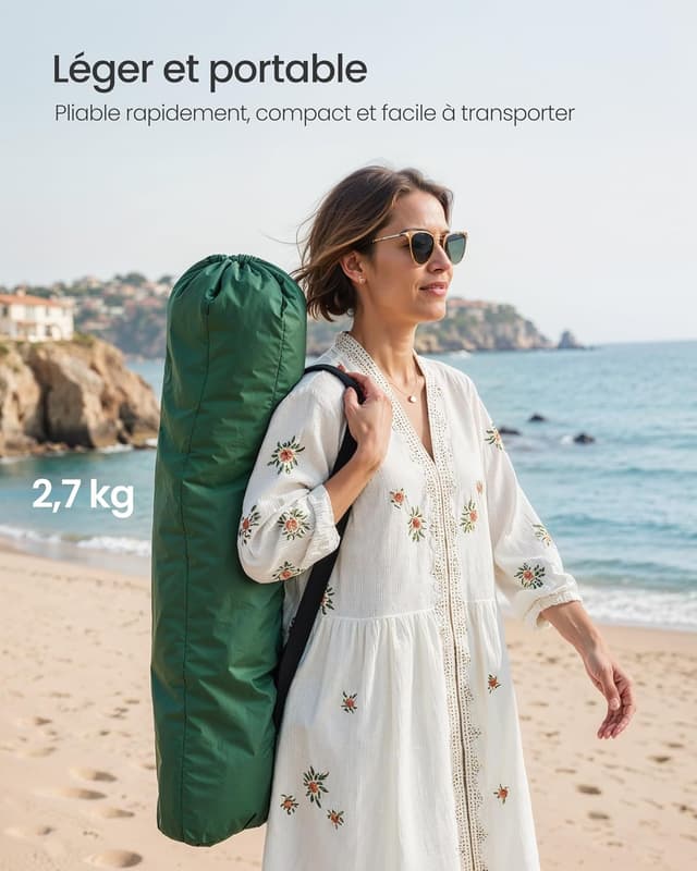 Detalle de SONGMICS Chaise de plage pliante portable à dossier haut GCB61GV1 (avec sac de transport)