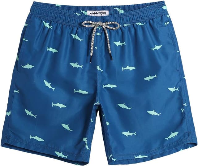 Detalle de MaaMgic Herren-Badeshorts mit 18 cm Innenlänge, schnelltrocknend und Mesh-Futter
