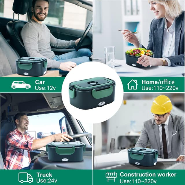 Detalle 2 de Gentre Lunch Box Elettrico portatile 4 in 1 con scaldavivande 1,5 L (12V/24V/220-240V) in acciaio inox