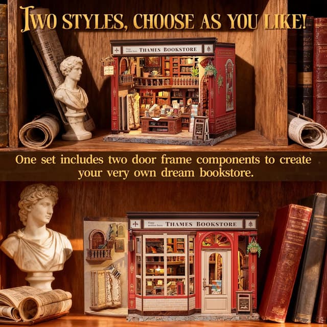 Thumbnail 6 de CUTEBEE Book Nook Kit – Miniatur-Puppenhaus (Thames Bookstore) mit LED-Licht