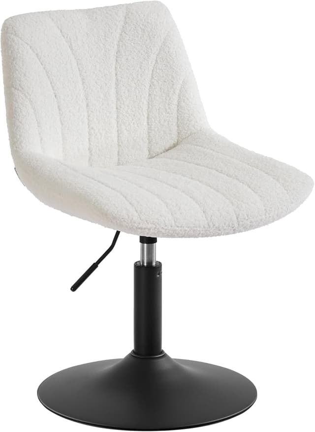 Detalle de VASAGLE LJB160WD02 Dressing Table Chair: height adjustable, 360° swivel beauty stool with backrest (Cloud White)