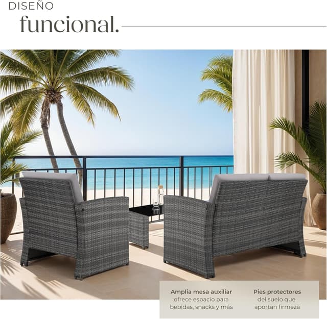 Thumbnail 3 de tectake® Conjunto Jardín Ratán para 4