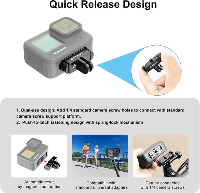 Detalle 2 de Quick-release Folding Tripod Mount Base Adapter Kit for GoPro HERO 12/11/10/9/8 Max