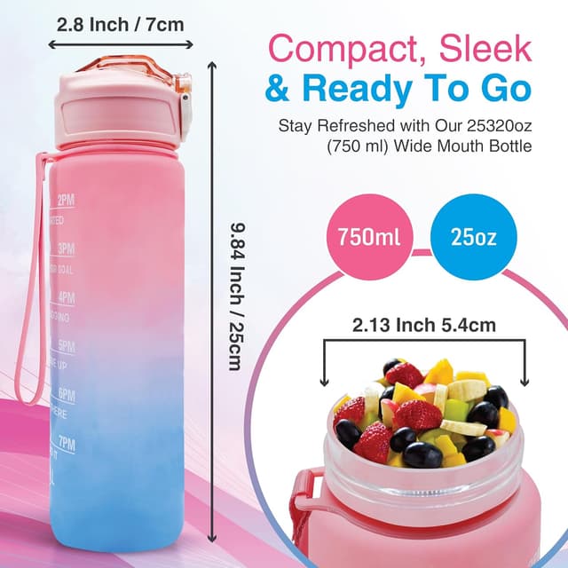 Detalle 2 de Pack of 2 750ml Kids Water Bottles with Straw 🚰