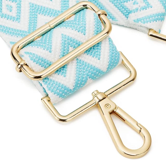 Detalle de Wide Shoulder Strap Adjustable Replacement Belt (5cm) Prismatic Canvas Crossbody Strap with Light Gold Hardware