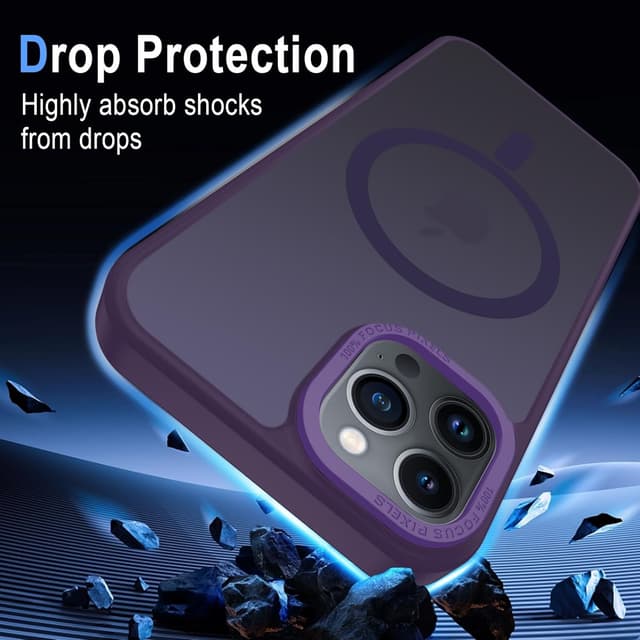 Detalle 2 de Coque iPhone 14 Pro magnétique MagSafe XTCASE – translucide mat violet avec bumper antichoc