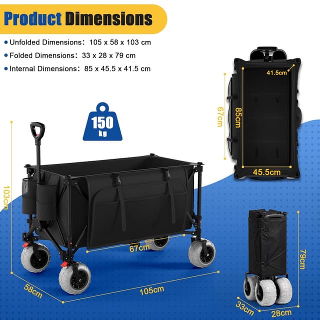 Thumbnail 1 de JUMMICO Chariot Pliable Tout Terrain 200L