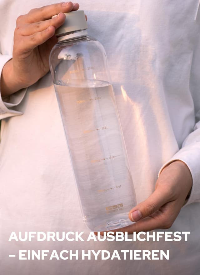 Detalle de Opard Slim Trinkflasche 1 l – spülmaschinenfest, BPA-frei und kohlensäuregeeignet mit auslaufsicherem Schraubverschluss