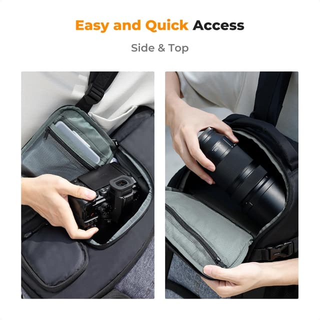 Detalle de K&F Concept Camera Backpack (Large Capacity) with Raincover – 25L photo bag with quick side access