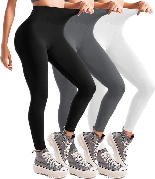 Thumbnail 6 de Leafigure 3-pack high-waisted leggings for women (black) – non see-through workout, yoga & everyday wear