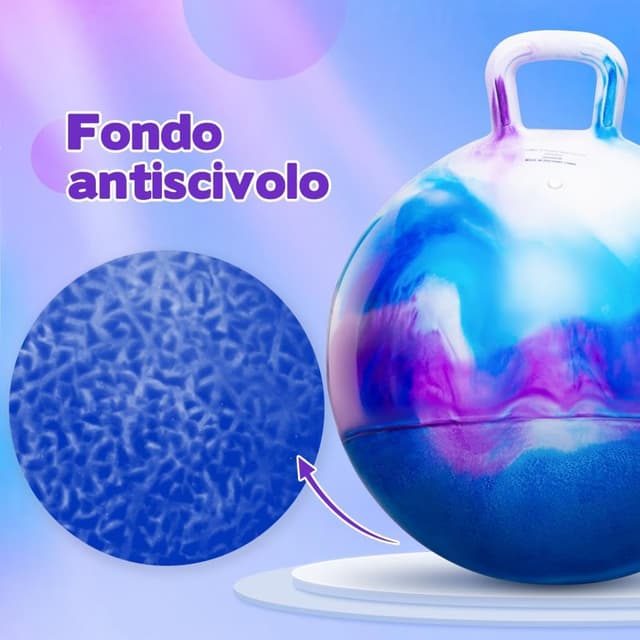 Detalle de U&C Planet Hüpfball für Kinder (Wolke violett), aufblasbarer Hopperball mit Pumpe, 55 cm, bis 150 kg