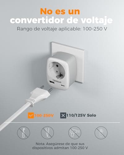 Thumbnail 6 de TESSAN Adaptador Enchufe Italiano con 1 USB C y 1 USB A (Tipo L)