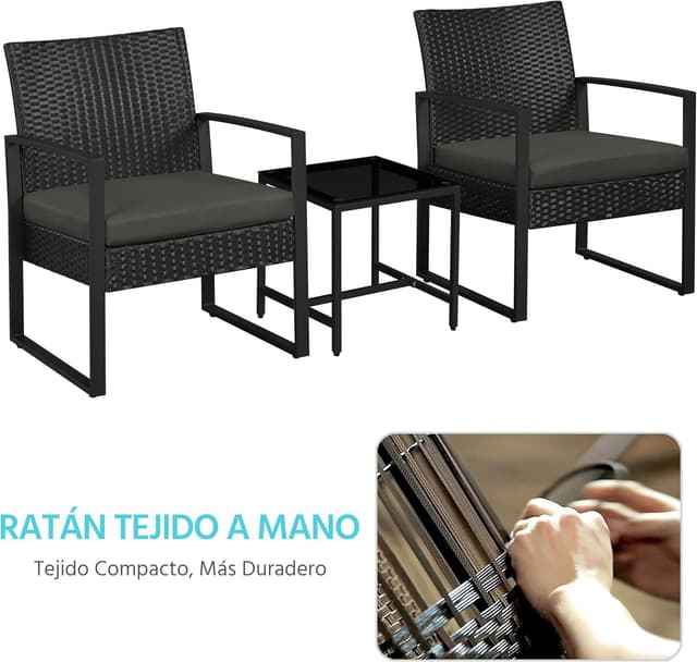 Thumbnail 3 de Yaheetech Conjunto Exterior Mesa y Sillas