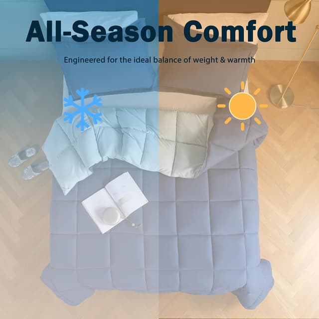 Detalle de HIG 2-piece navy reversible coverless single duvet set (135 x 200cm) with 10.5 tog filling and 1 pillow sham