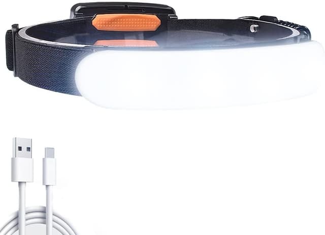 Detalle de LETOUR Rechargeable Head Torch (5000mAh) with Ultra-Wide 230° Light and Adjustable COB Beam