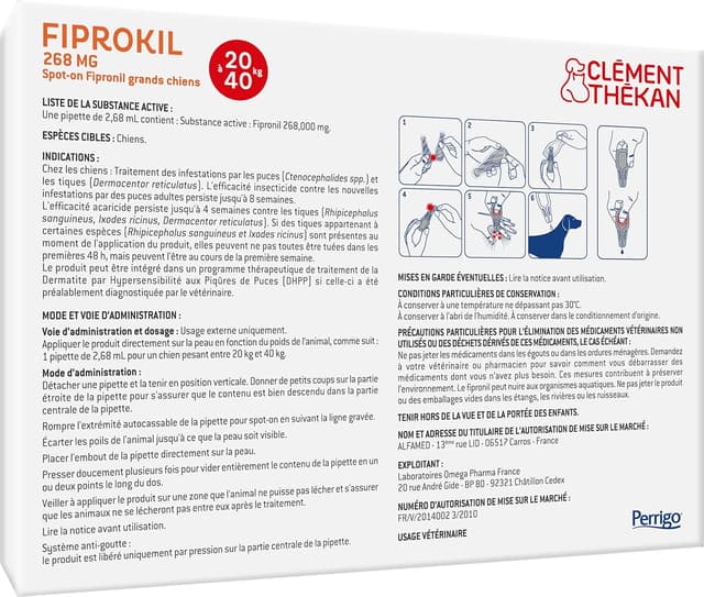 Detalle de Anti puces tiques 20 à 40 kg, 4 pipettes