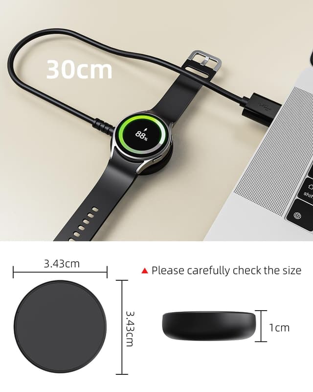 Thumbnail 6 de 30cm 2-pack magnetic fast charging cables for Samsung Galaxy Watch (compatible with Watch 8/8 Classic/Ultra/7/6/5/4/3 and more)