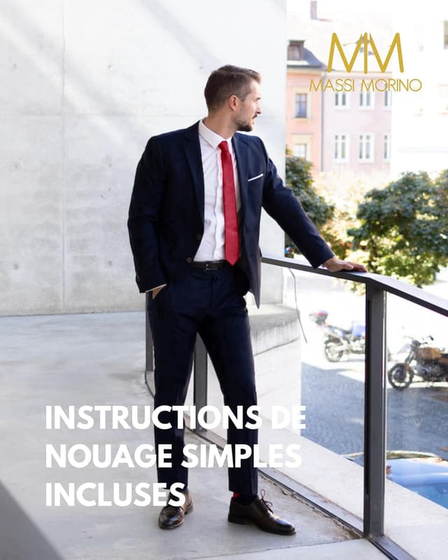 Detalle de Massi Morino cravate étroite homme 6 cm (I Slim Fit) – nœud Windsor guidé et couleurs unies