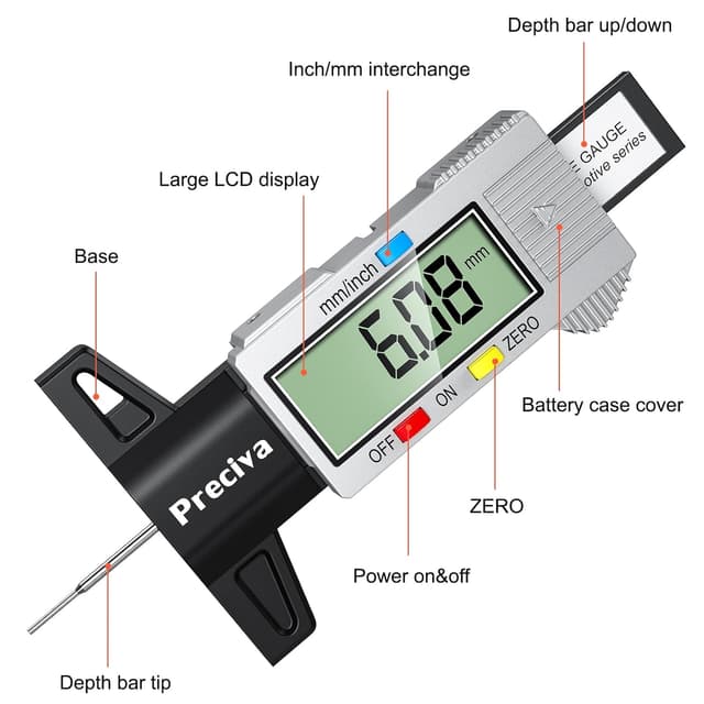 Thumbnail 4 de Preciva Tyre Tread Depth Gauge 0-25.4mm