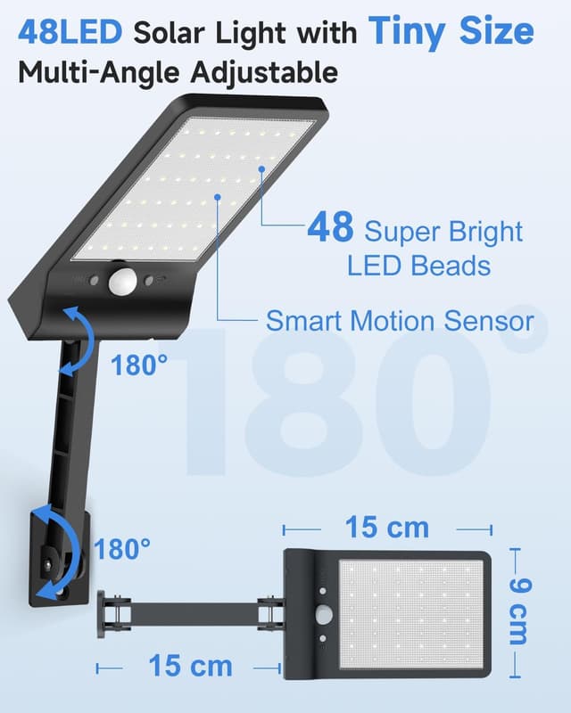 Detalle 2 de Moman 2er Set Solar-LED-Strahler für außen mit Bewegungsmelder, 3 Modi, IP65 und Fernbedienung