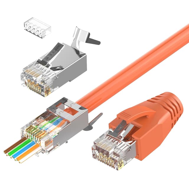 Detalle de VCELINK (2e génération) lot de 10 connecteurs RJ45 Cat7/Cat6A blindés avec passe-fil et protection anti-torsion