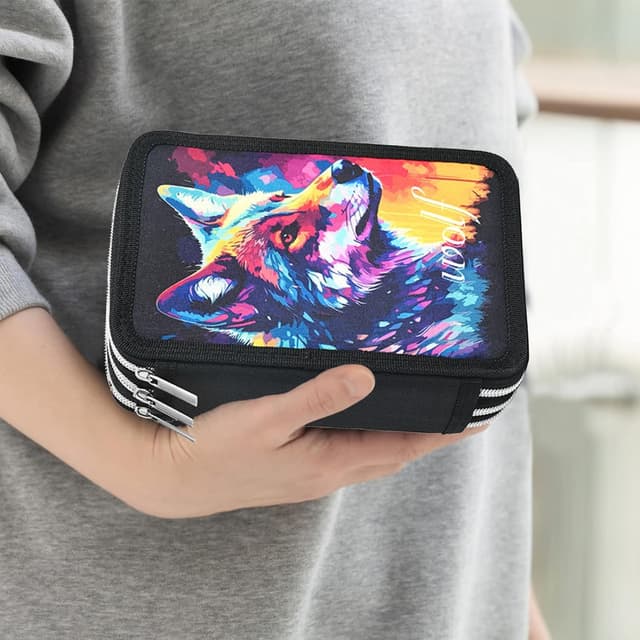 Thumbnail 6 de Veroa Federmäppchen 3-fach quadratisch (57 Fächer) – schwarzes Mäppchen mit 3 Fächern