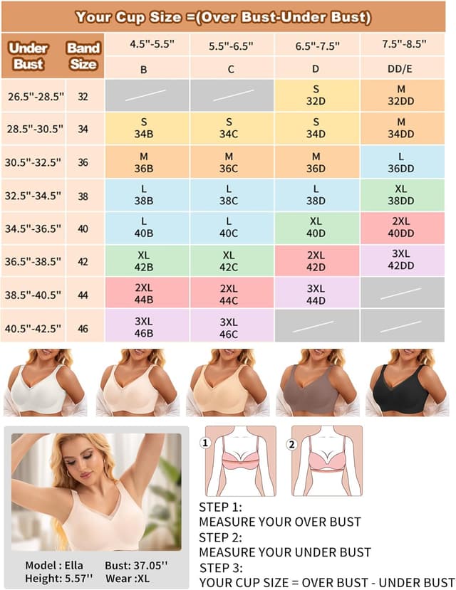 Thumbnail 6 de PoseFree Wireless Seamless Jelly Bra with V-Mesh (No Underwire) – Full Coverage T-Shirt Comfort