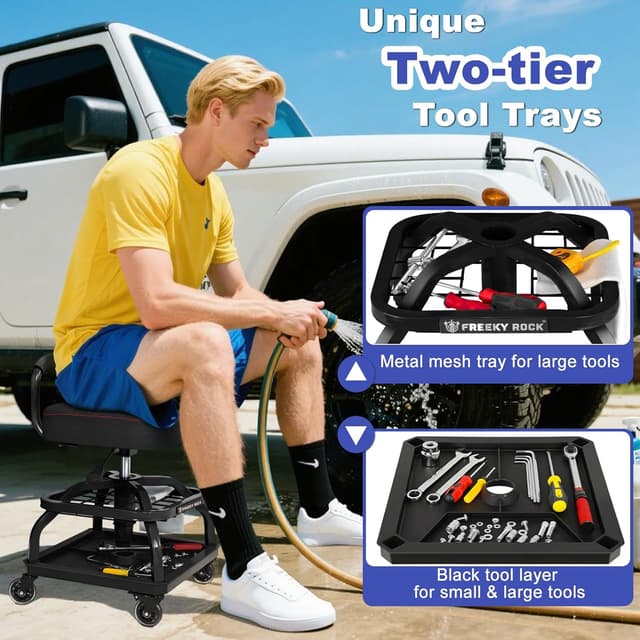 Thumbnail 1 de FREEKYROCK Rolling Shop Stool 330 LBS