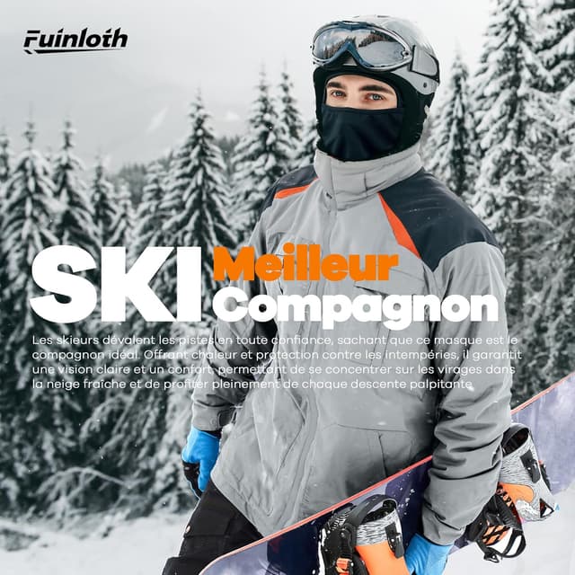 Detalle de fuinloth Cagoule moto/balaclava avec masque – protection UV UPF50+, séchage rapide et anti-vent