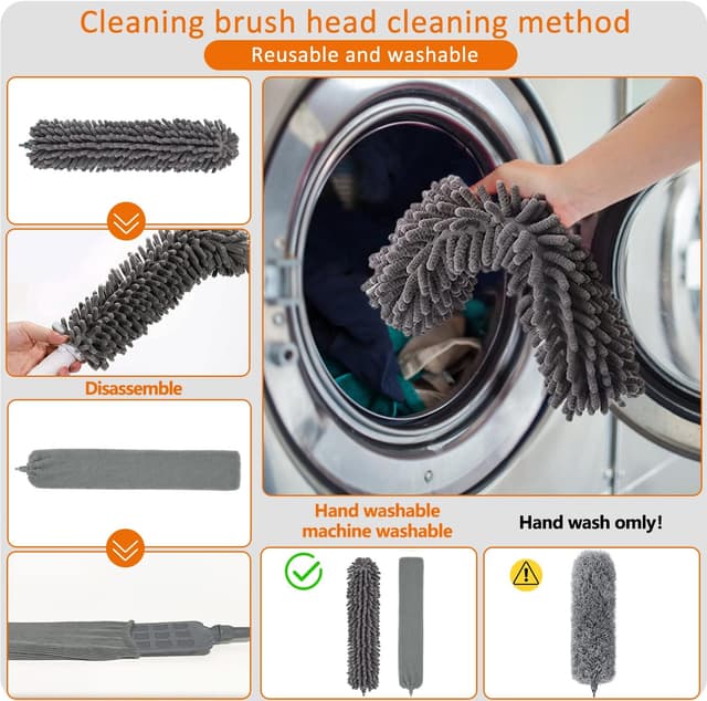 Thumbnail 6 de Feather duster 5PCS kit with 30–100 inch telescopic extension pole and interchangeable cleaning heads