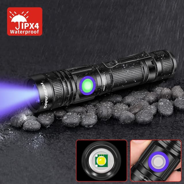 Detalle de DARKBEAM UV Torch 365 nm USB Rechargeable Black Light Lamp (mini) for resin curing, pet urine detection and more