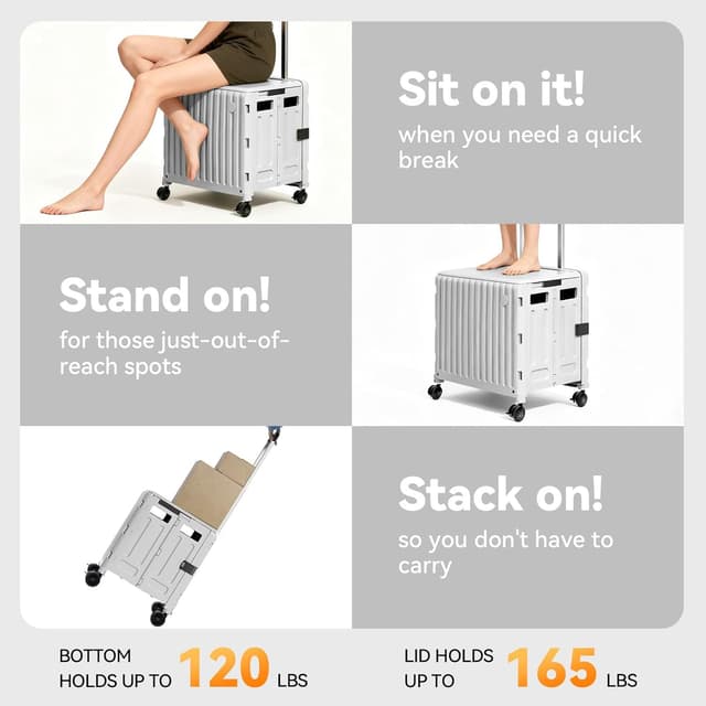 Thumbnail 5 de TODAYGO Folding Utility Cart 4-Wheel Collapsible Rolling Crate