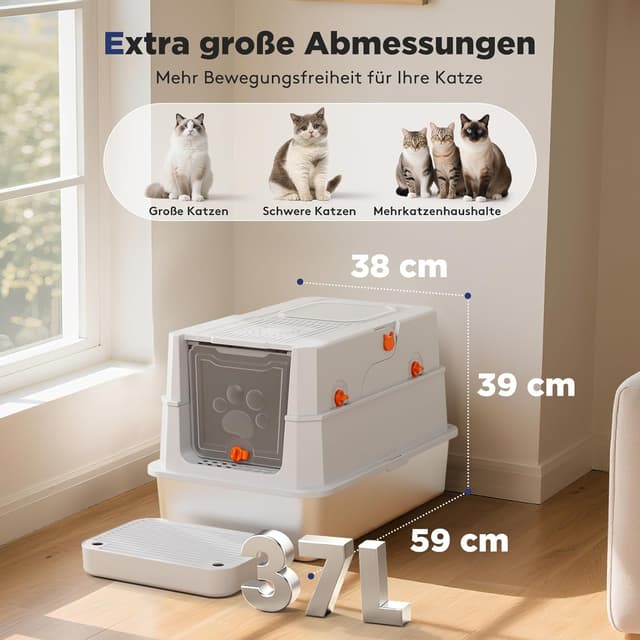 Thumbnail 3 de MIXJOY Katzenklo Edelstahl XXL 59x38x39cm