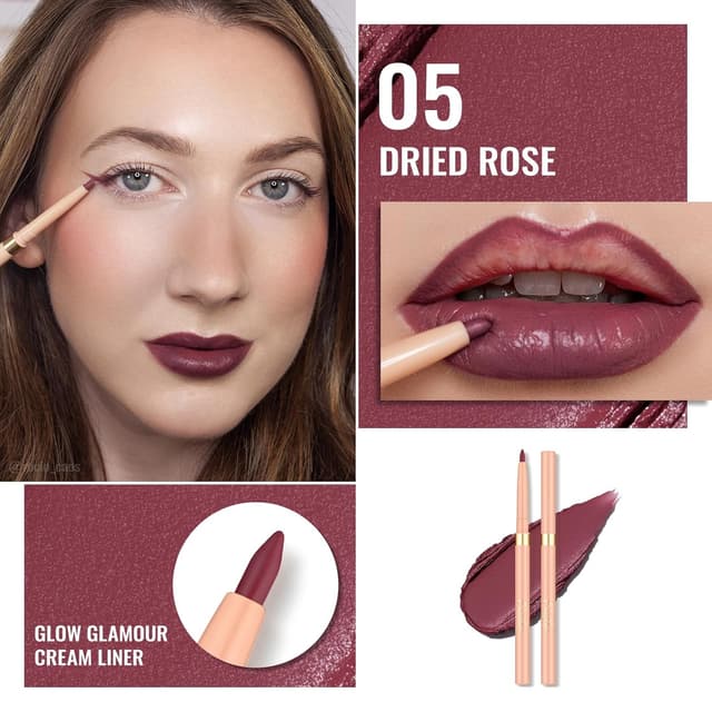 Detalle 2 de OULAC Rosa Lipliner Wasserfest 05 Dried Rose – drehbarer, langanhaltender Lippenkonturenstift mit mattem Finish