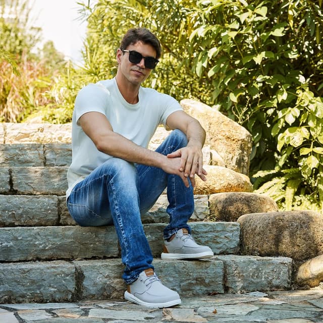 Detalle de ASITVO Men’s Wide Canvas Loafers Slip-On Walking Shoes (Big Size) — Wide Toe Box Comfort