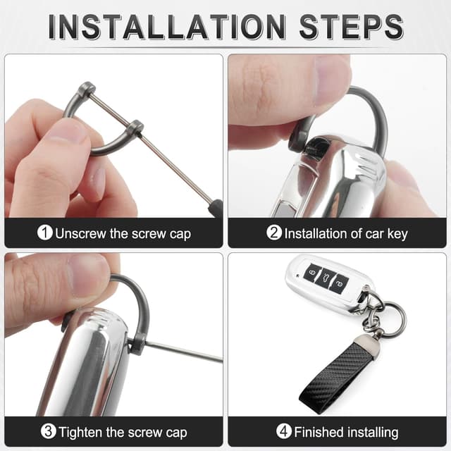 Thumbnail 5 de JUSTTOP Leather Keychain Carbon Fiber Ring