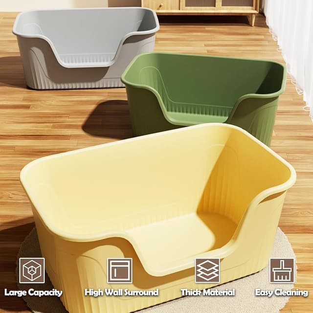 Detalle 2 de Vealind Katzenklo offen, Groß (45 x 36 x 22,5 cm) mit hohem Rand – niedrige Einstiegshöhe, grau