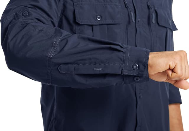 Detalle de MAGCOMSEN Men’s UPF 50+ Sun Protection Long Sleeve Button-Down Shirt for Outdoor Work