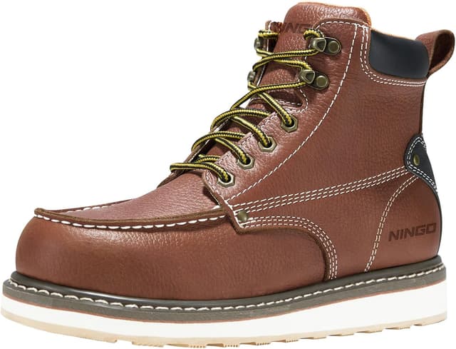 Detalle de HISEA NINGO Men’s 6-Inch Work Boots with Composite/Soft Toe, Water-Resistant Slip-Resistant Industrial Boots
