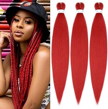 Imagen de YDDM Extensiones de Trenza Sintéticas Rojo 26" 🎀 en OfertitasTOP