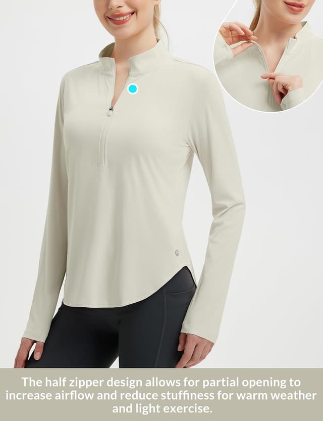 Detalle 2 de baleaf Women’s Sun Shirts Hiking Shirt (Lightweight Long Sleeve) UPF50+ Half Zip Rash Guard