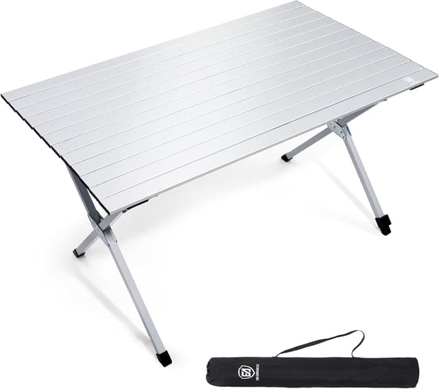 Detalle de EVER ADVANCED klappbarer Campingtisch aus Aluminium 120 x 70 cm (bis 100 kg Belastung) mit Tragetasche