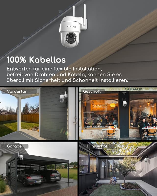 Thumbnail 5 de COOAU 2K Überwachungskamera Akku 355°