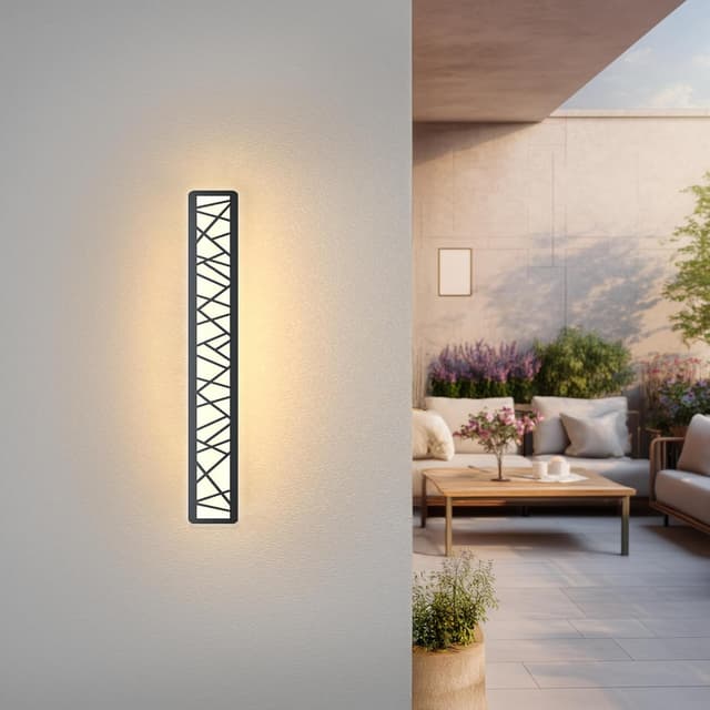 Detalle de GSALDY Applique murale extérieure et intérieure étanche IP65 géométrique noire 14W 3000K (L60 cm)