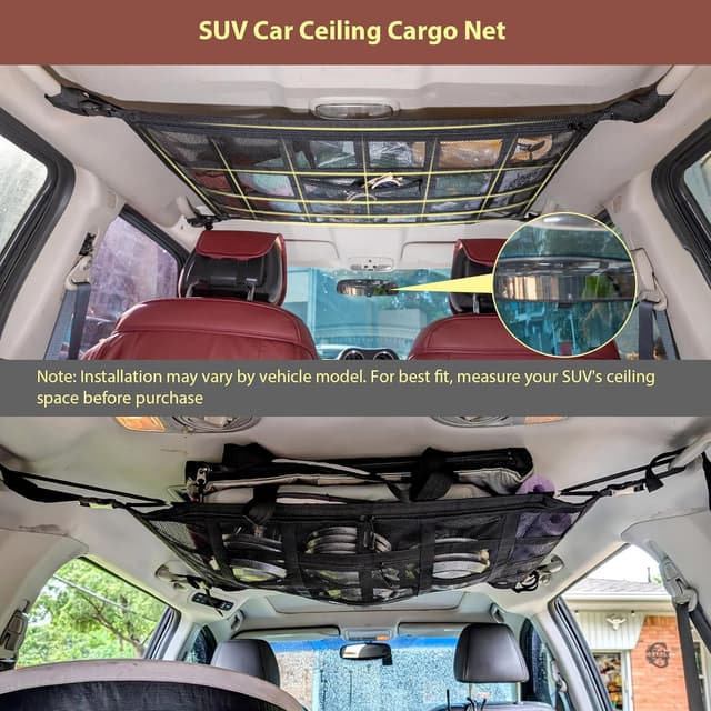 Detalle 2 de Kaskawise SUV Car Ceiling Cargo Net Pocket (35.4" x 23.6") for Four-Handle Vehicles