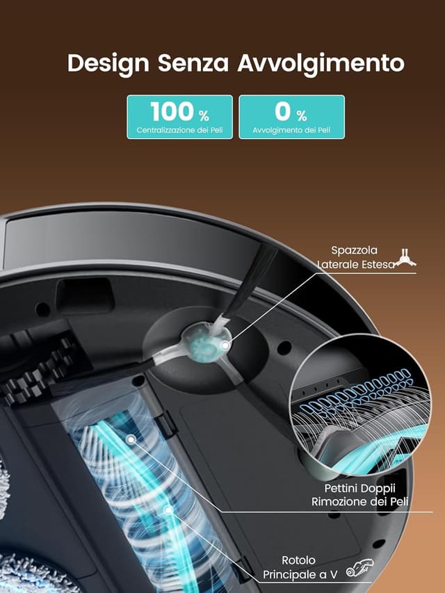Detalle de LEFANT M3 Ultra Robot Aspirapolvere e Lavapavimenti con mappatura laser dToF 360° e lavaggio a 75°C